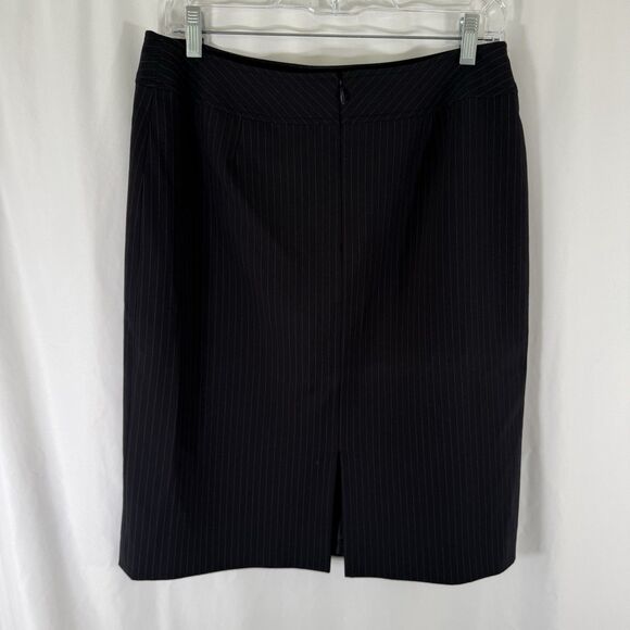Tahari Arthur S Levine Knee Length Skirt Women's 10 Black Striped Zip Back - Picture 5 of 7